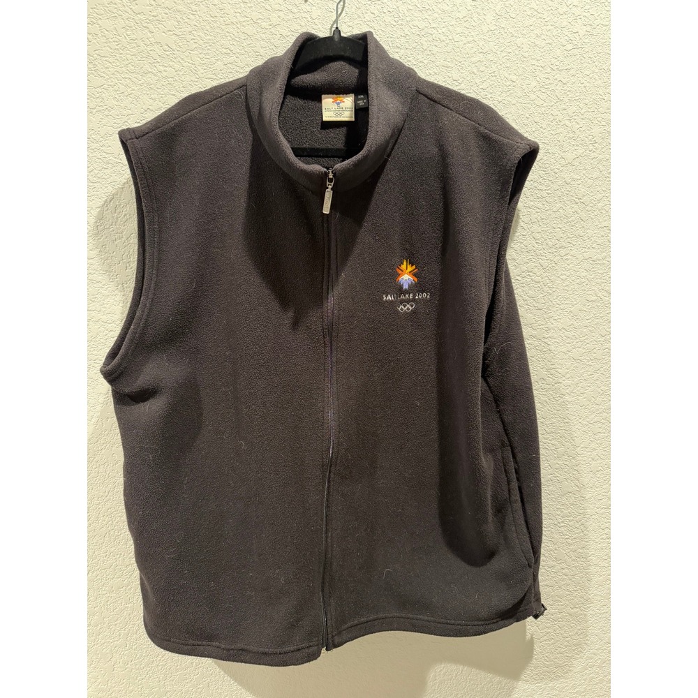 Salt Lake 2002 Olympics Fleece‎ Vest Men's Size XXL Black